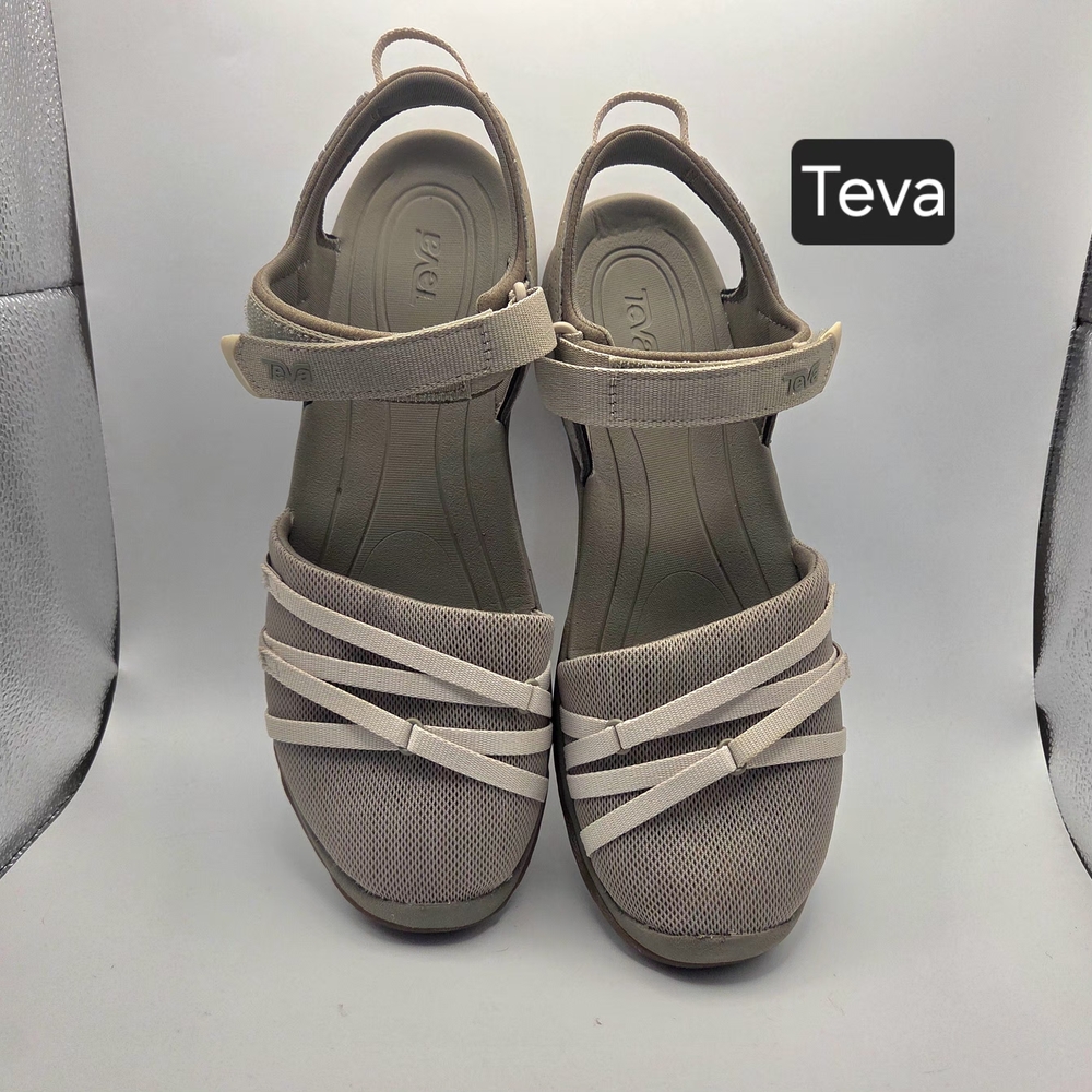 TEVA TAUPE TIRRA STRAPPY CLOSE TOE SPORT SANDALS, WOMEN US 10 EUR 41 EUC